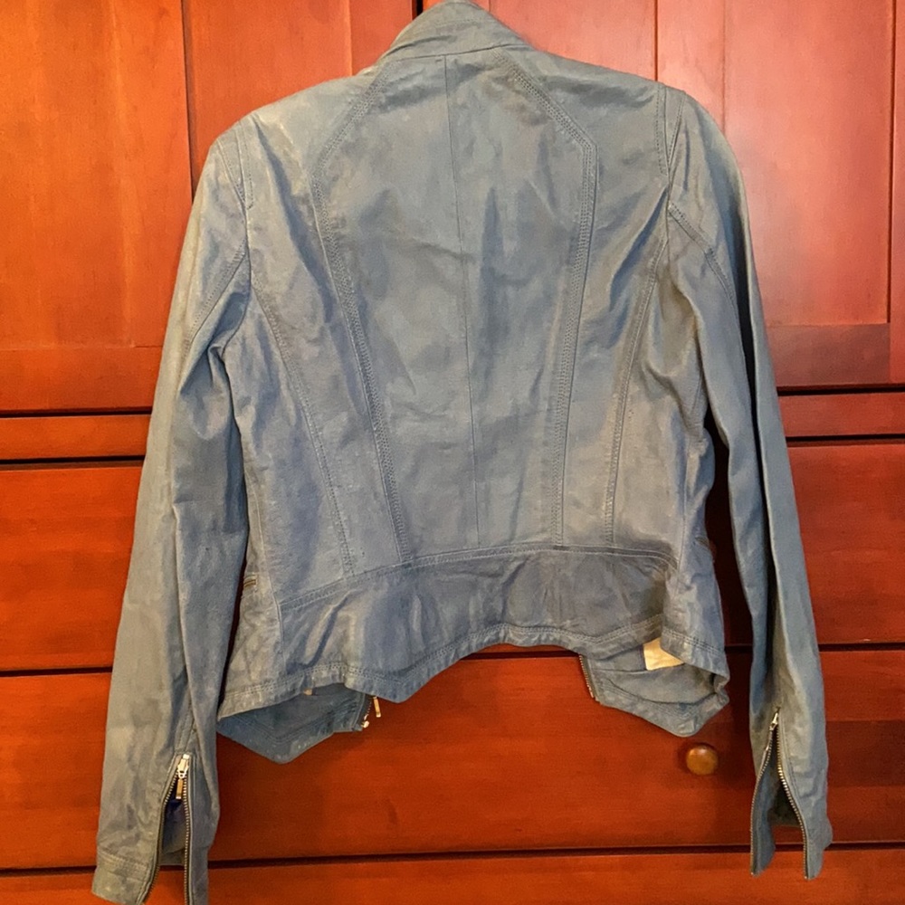 blue leather jacket - Picture 4 of 4